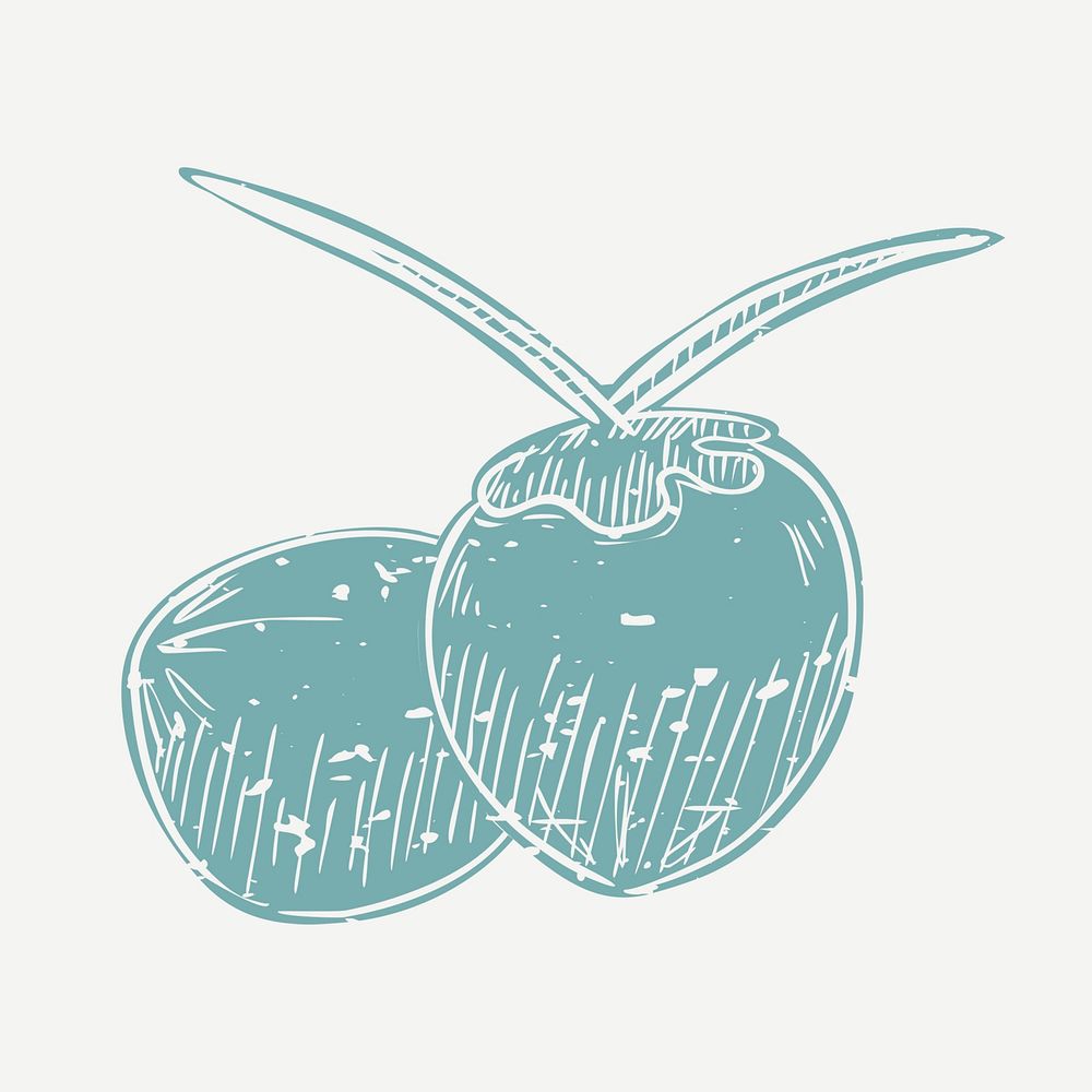 Muted green coconut printmaking in cute design element