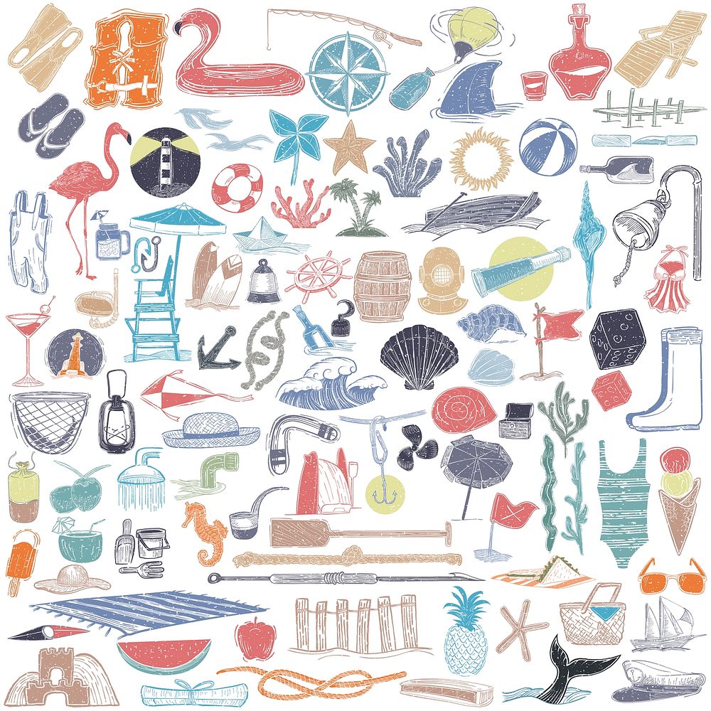 Illustration of summer and beach objects
