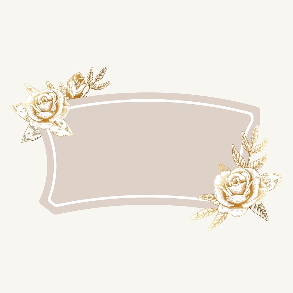 Hand drawn floral badge vector