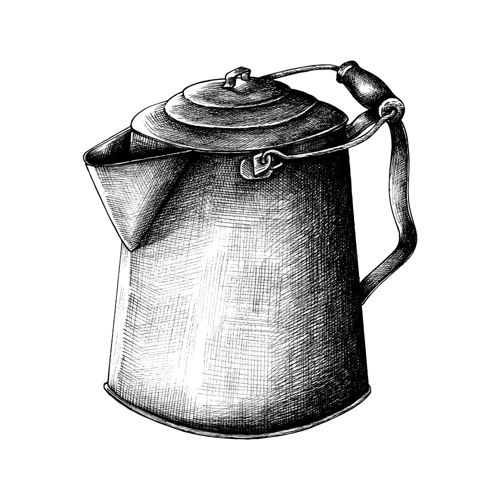 Hand drawn retro kettle