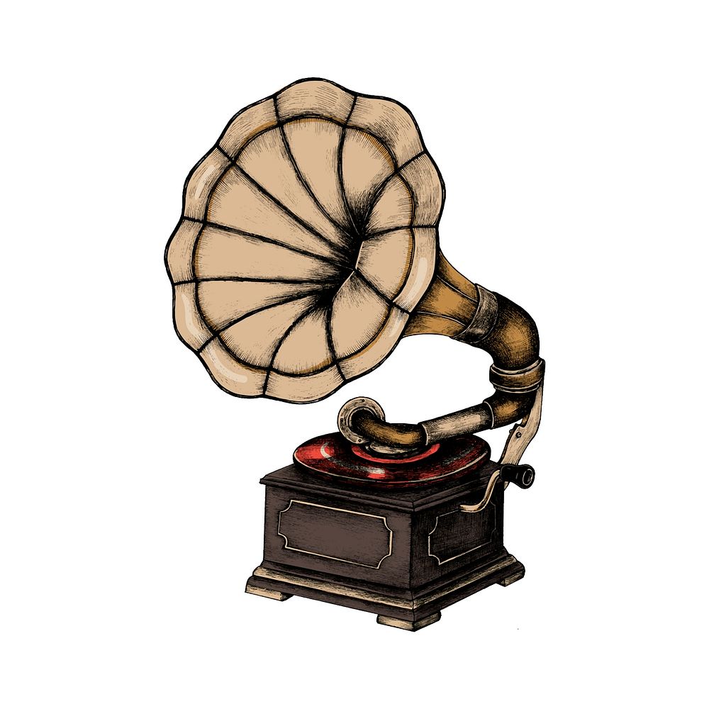 Hand drawn classic phonograph