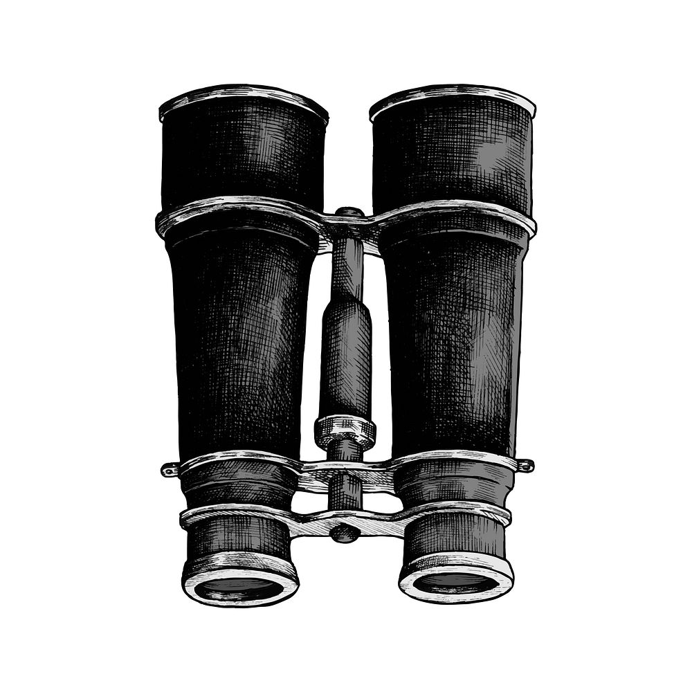 Hand drawn binoculars isolated on white background