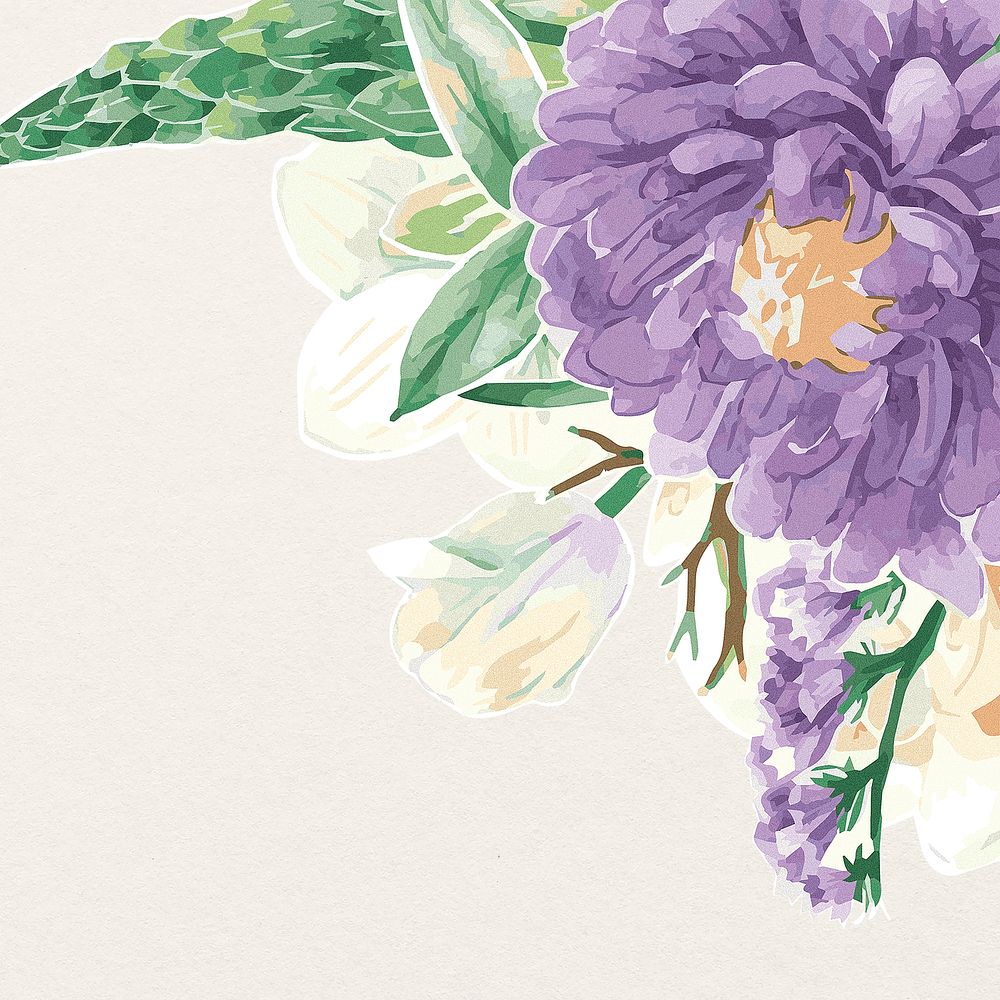 Flower border design, orange floral psd illustration