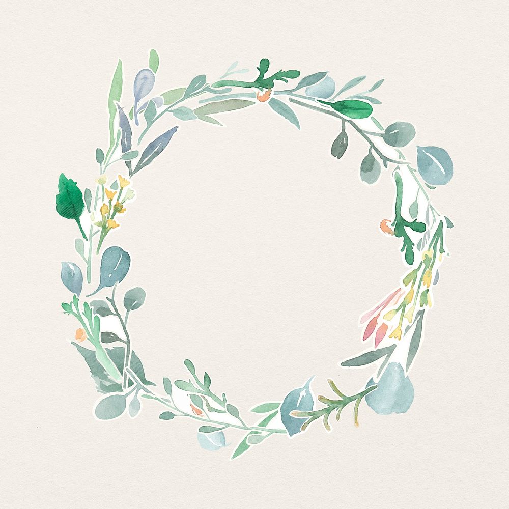 Eucalyptus frame design, watercolor flower psd graphics           