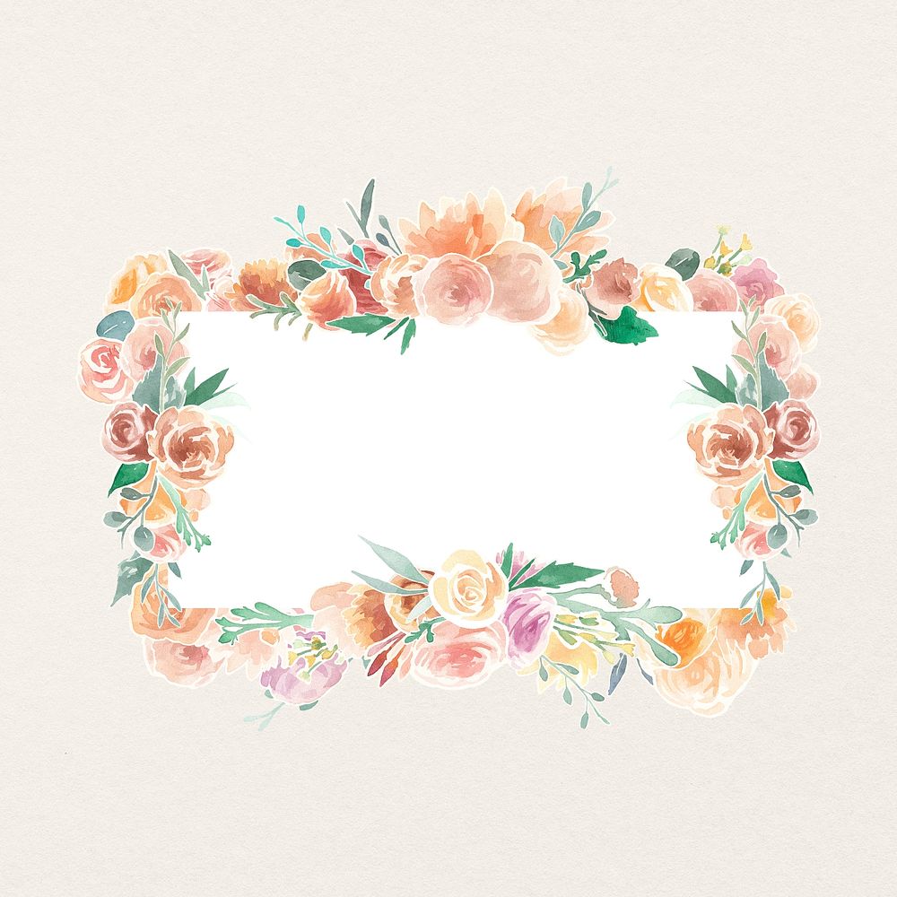 Rose frame design, watercolor flower psd graphics            