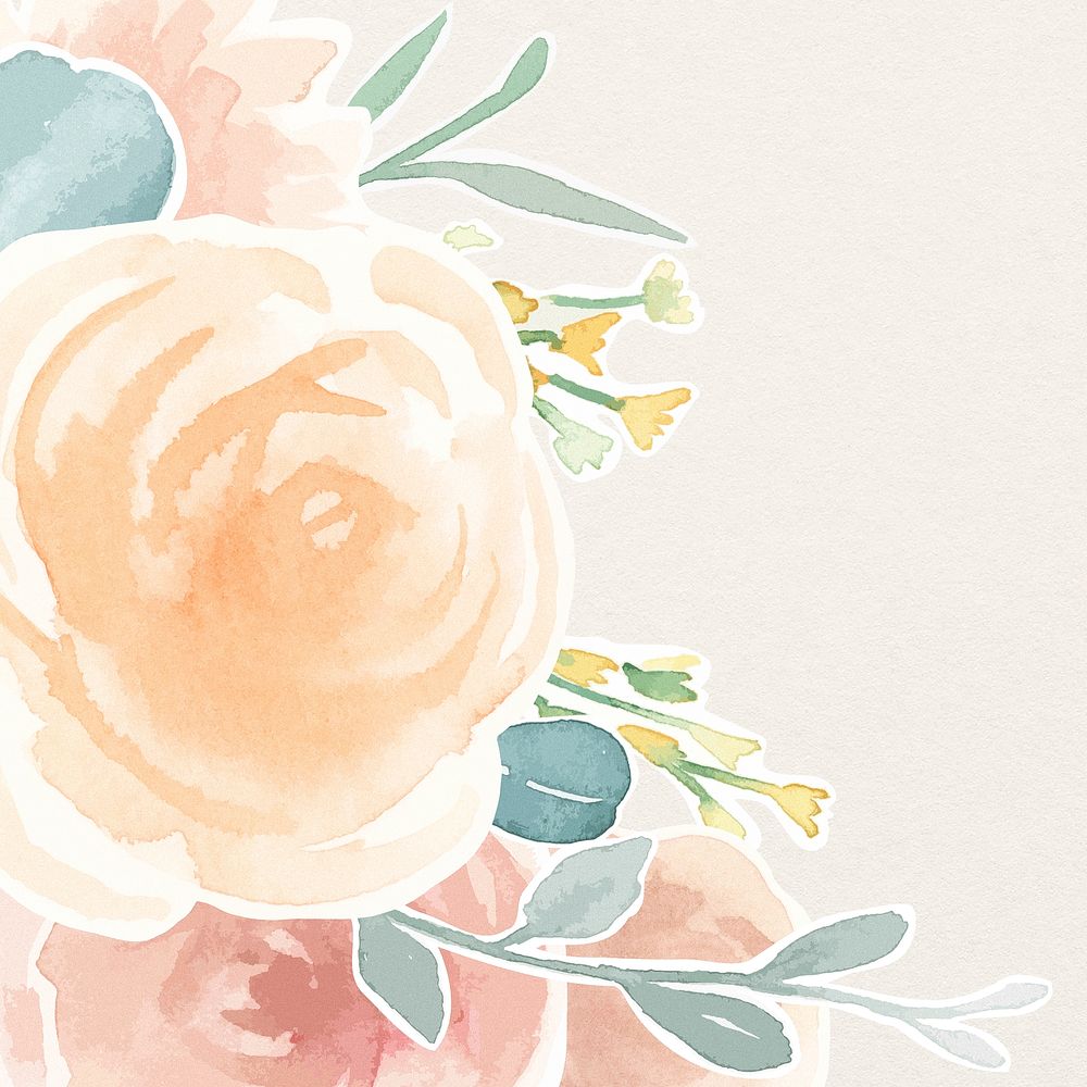 Rose border design, watercolor floral psd illustration  