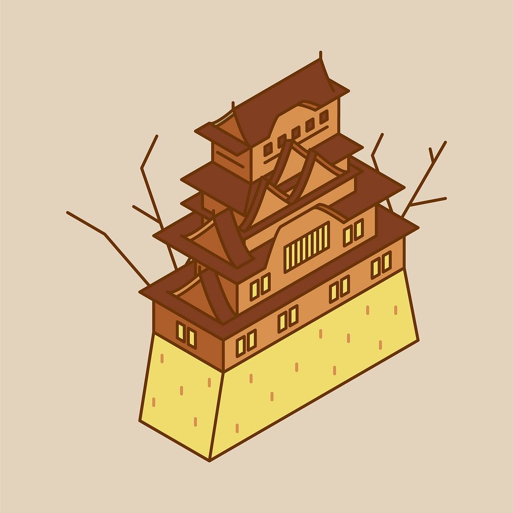 Illustration of Himeji castle in Japan