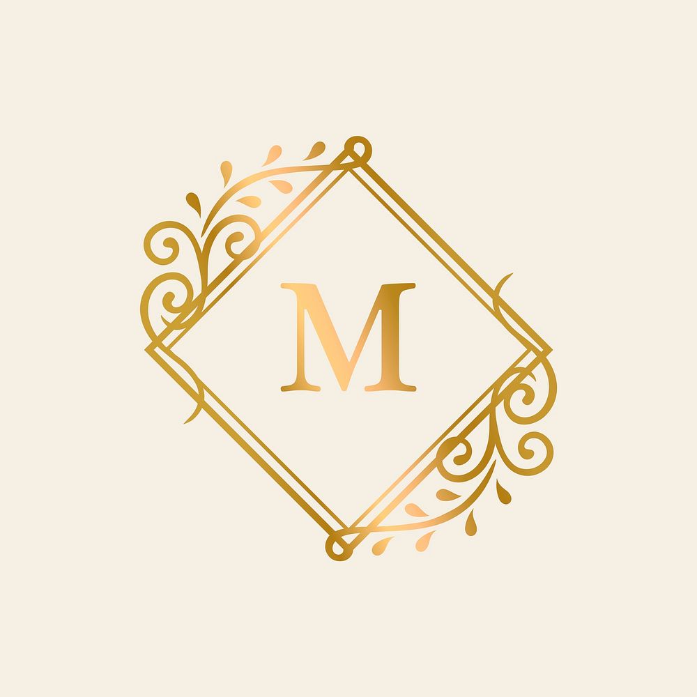 Golden framed vintage logo vector