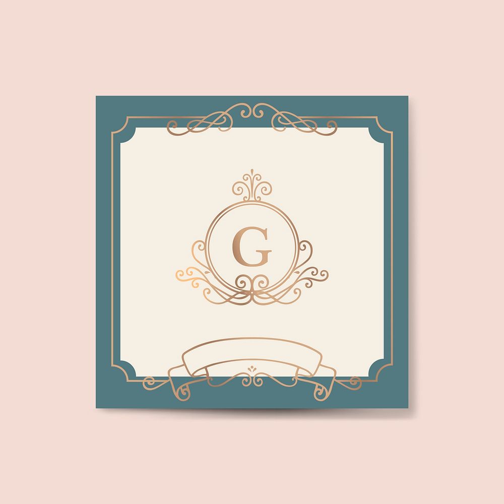 Golden framed vintage logo vector