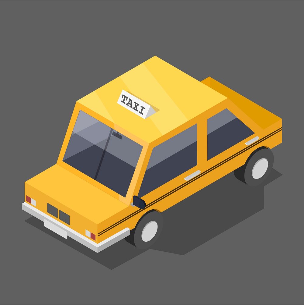 Vector of 3D yellow taxi icon
