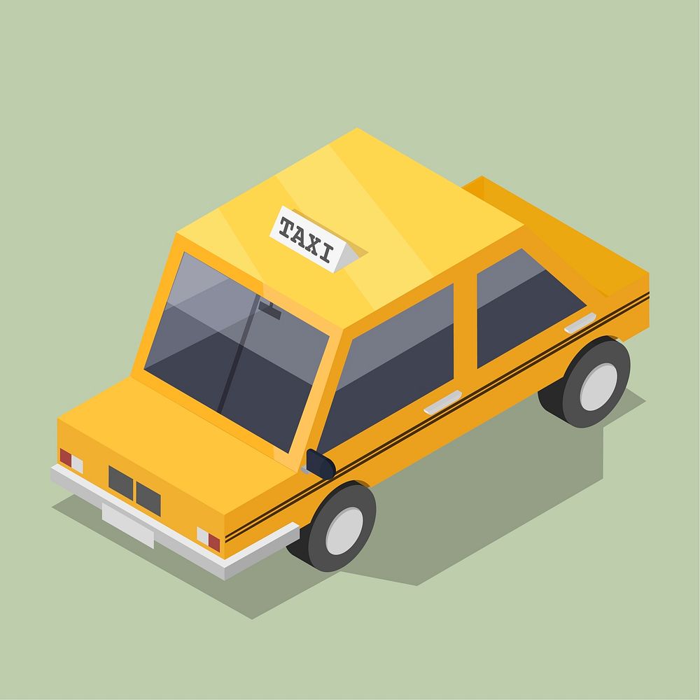 Vector of 3D yellow taxi icon