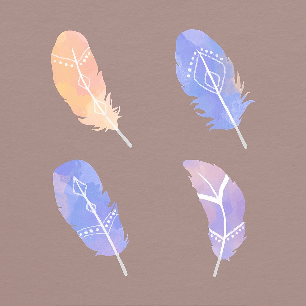 Pastel  bohemian psd feather collection