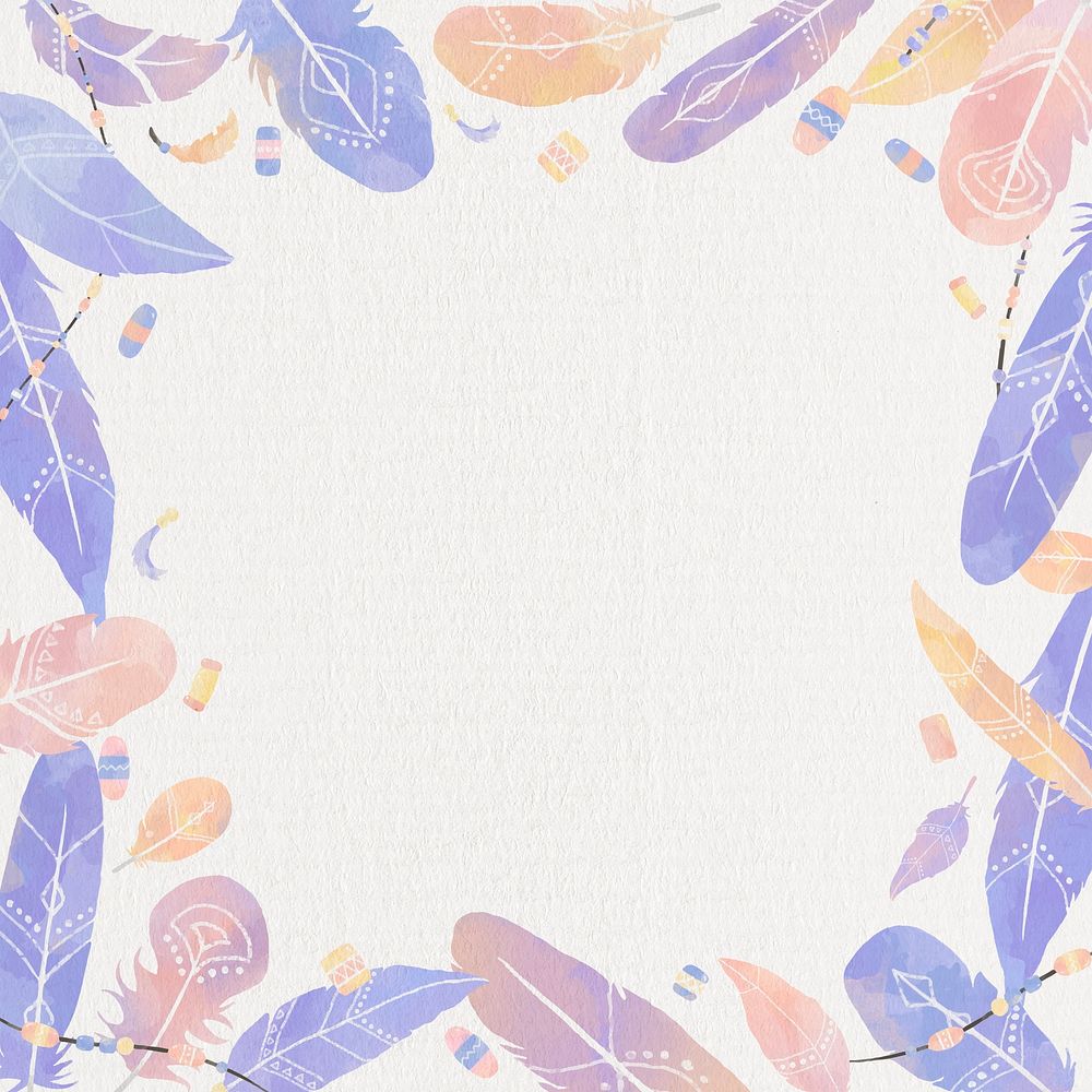 Frame psd pastel Boho feather