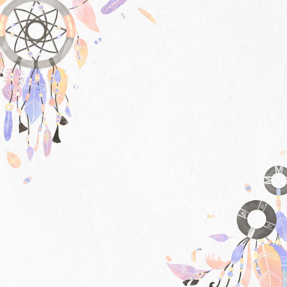 Dream catcher border vector Bohemian style