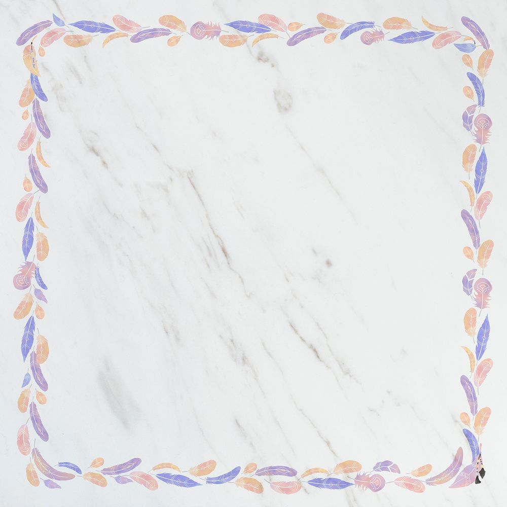 Boho frame psd pastel bead pattern marble background