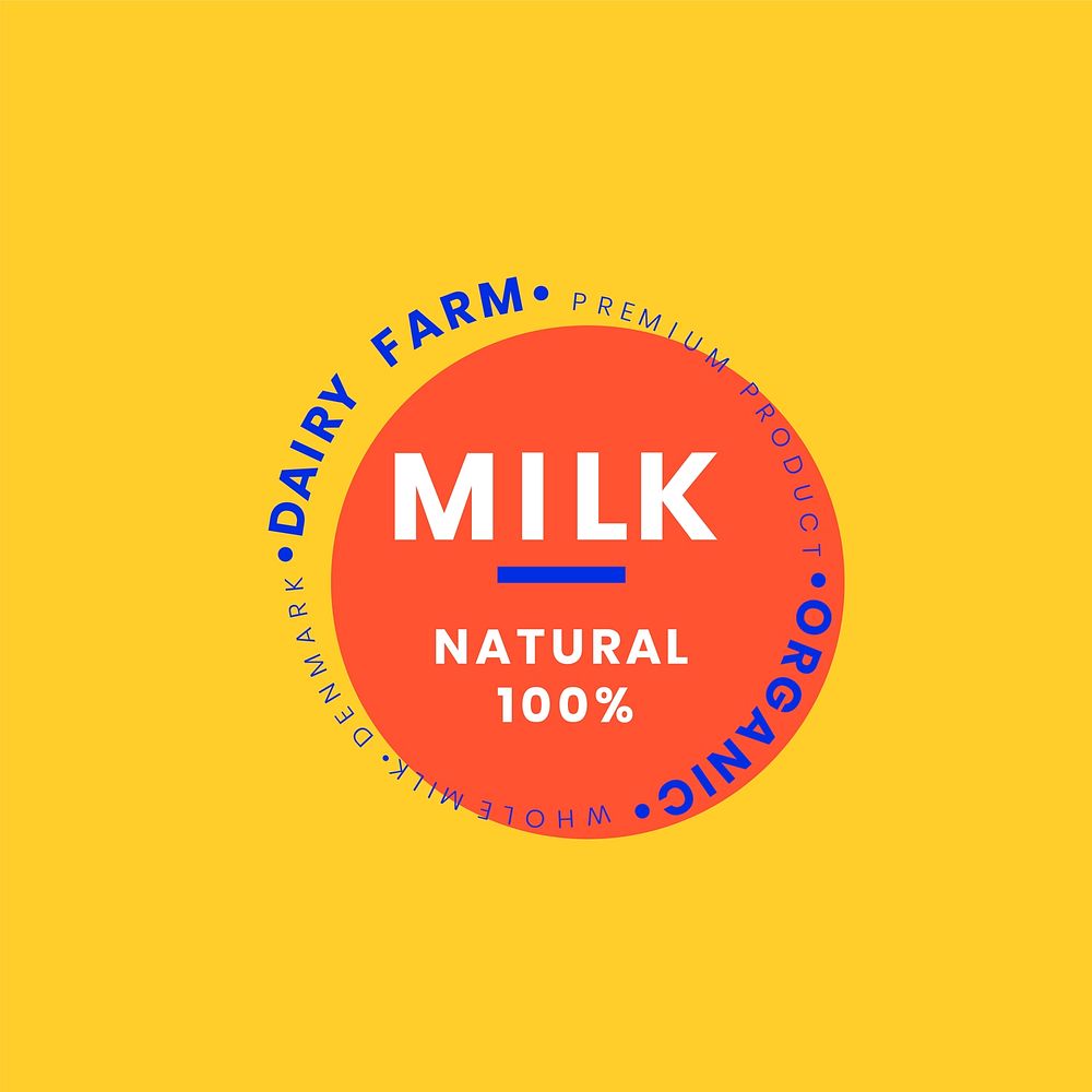 Dairy farm milk logo badge design