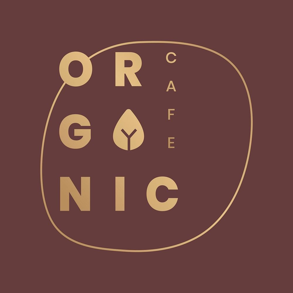 Organic cafe branding design badge vector