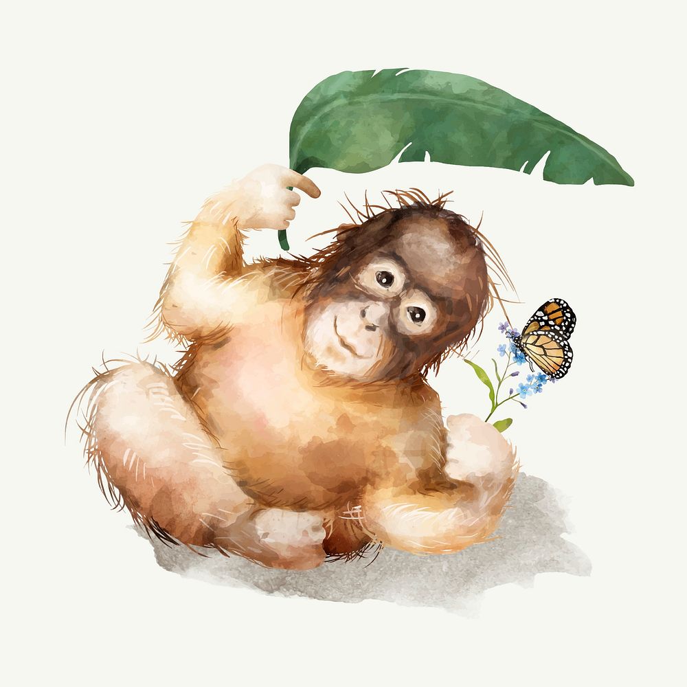 Illustration of a baby chimpanzee