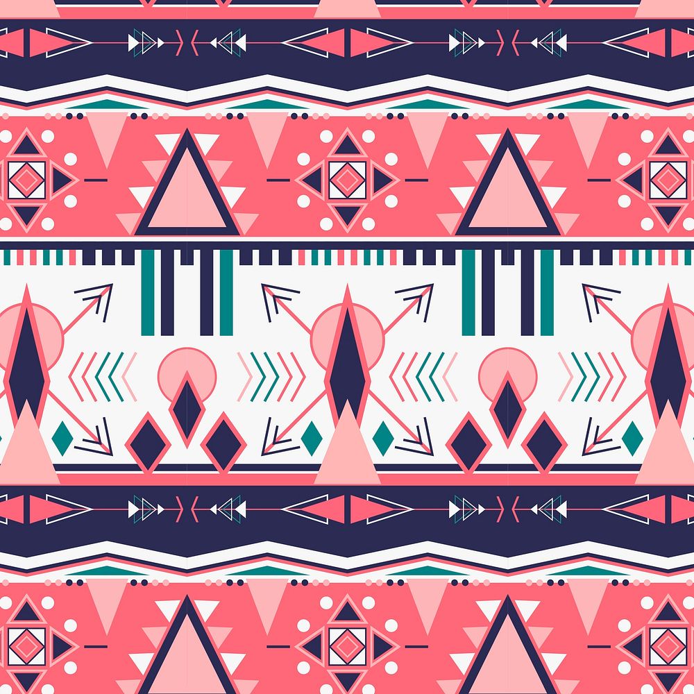 Pink seamless tribal pattern background vector
