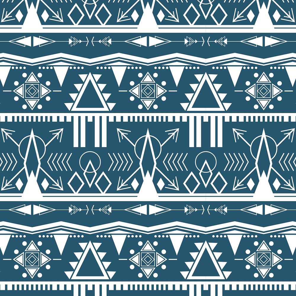 Ethnic pattern background, tribal design illustration, blue textile design