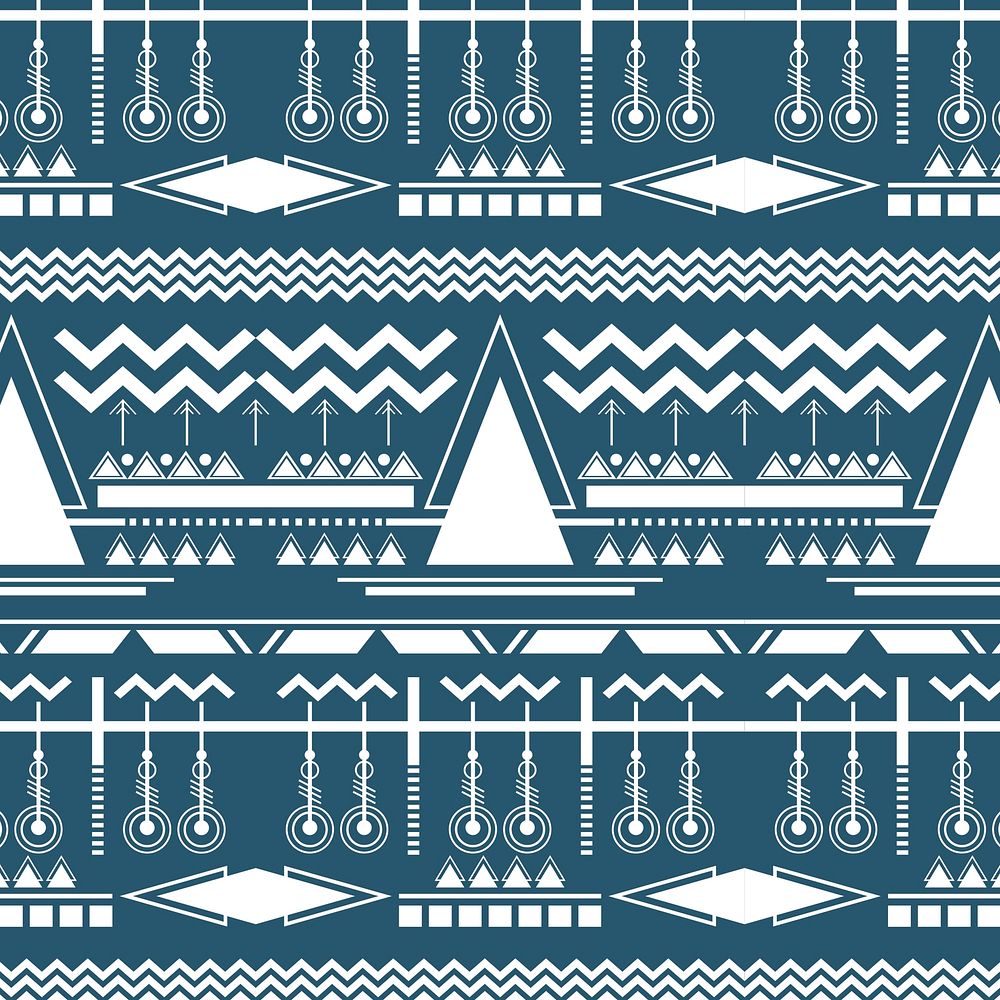 Blue tribal background, ethnic fabric design