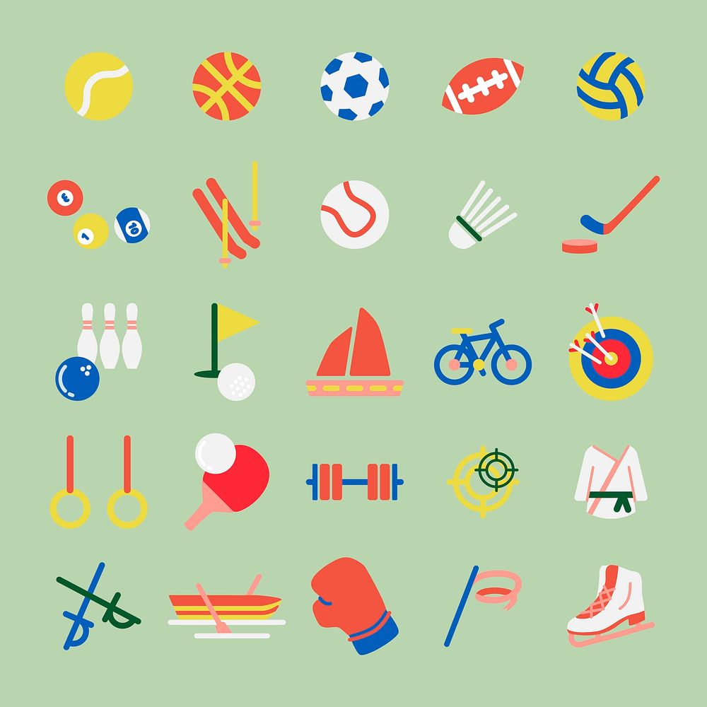 Illustration set of hobbies and sports iconsa