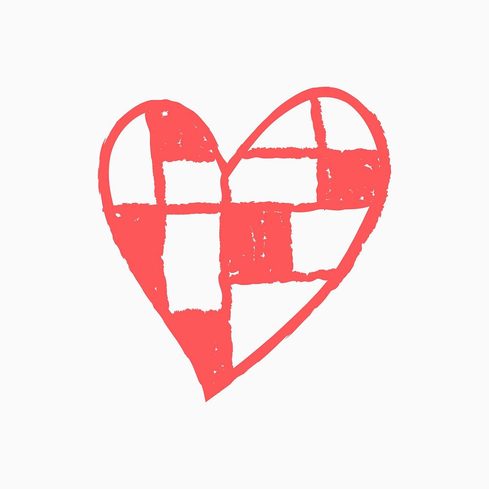 Heart icon psd checkered, pink Valentine’s Day doodle design