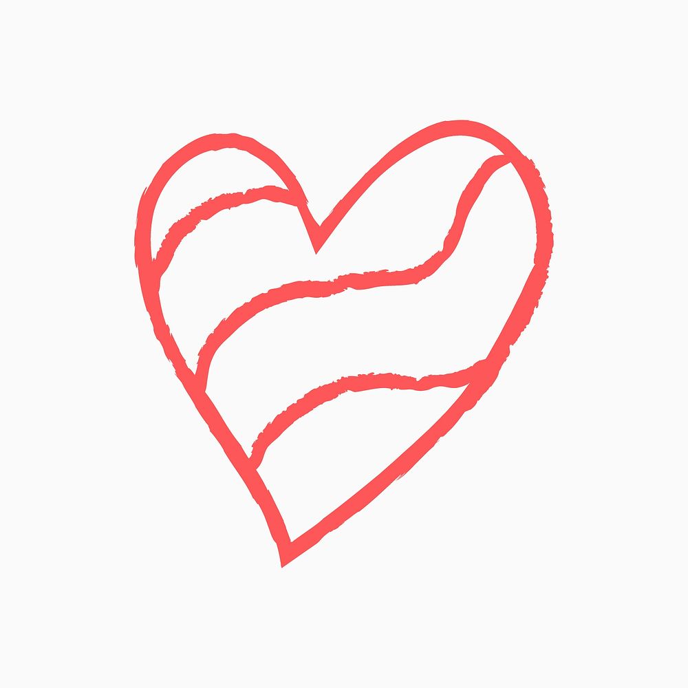Valentines heart doodle, pink illustration graphic