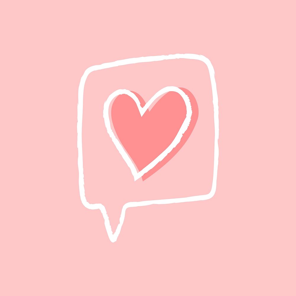 Heart psd social media icon, hand-drawn doodle style