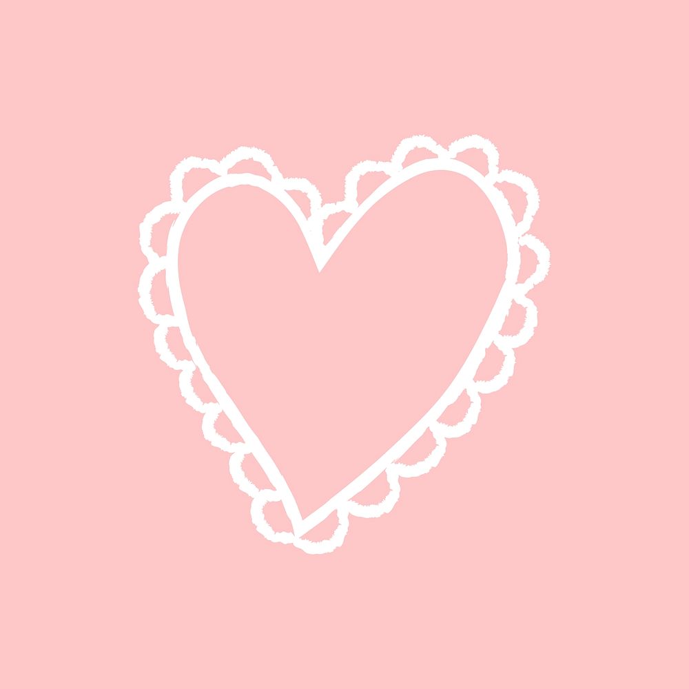 Valentines heart psd doodle, pink illustration