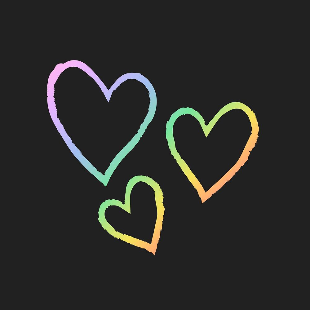 Rainbow hearts icon, illustration in doodle style