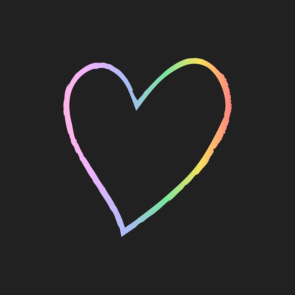 Rainbow hearts icon psd, illustration in doodle style