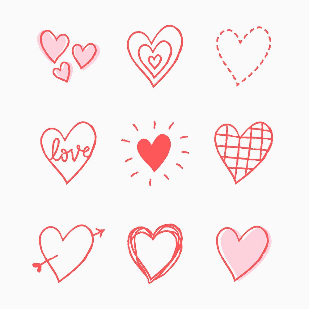 Valentine&rsquo;s day heart element vector/png set