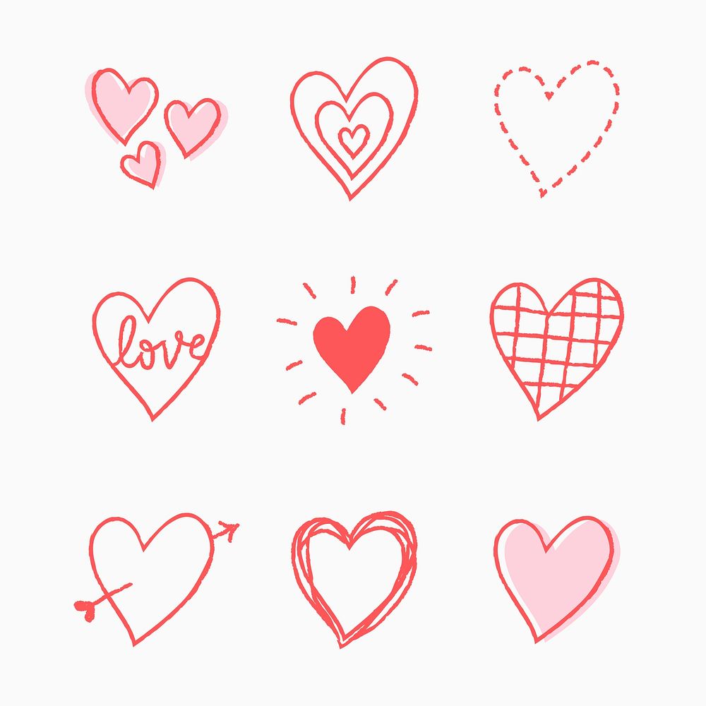 Valentine’s day heart element vector/png set