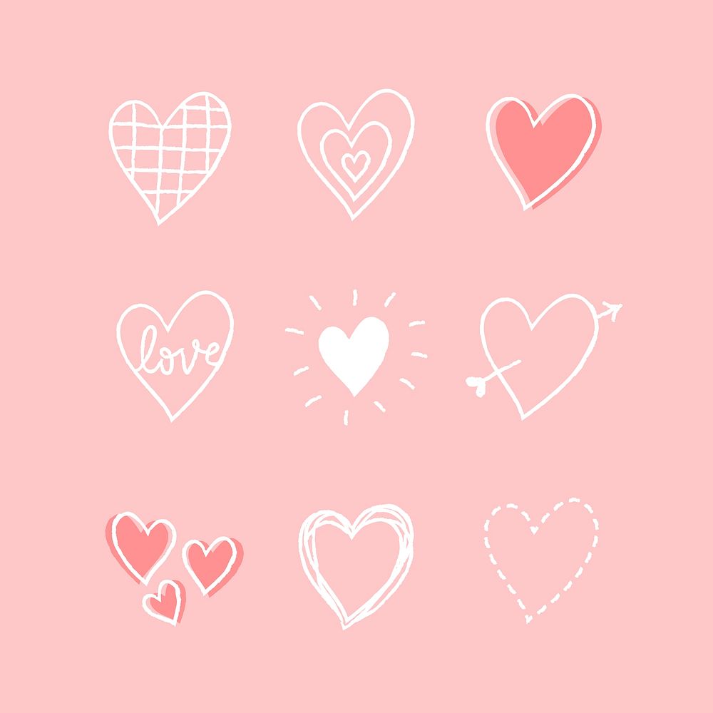 Cute heart element vector/png set