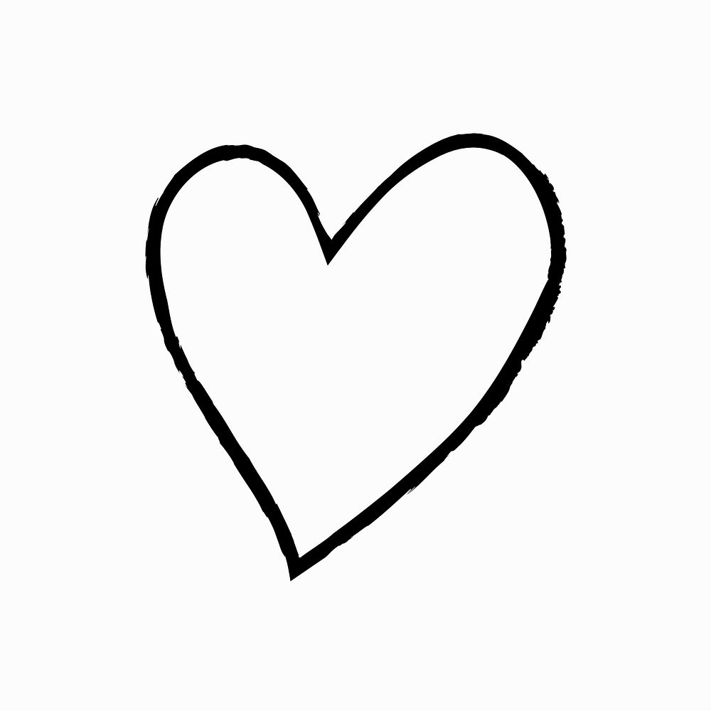 Heart doodle psd, simple illustration icon graphic