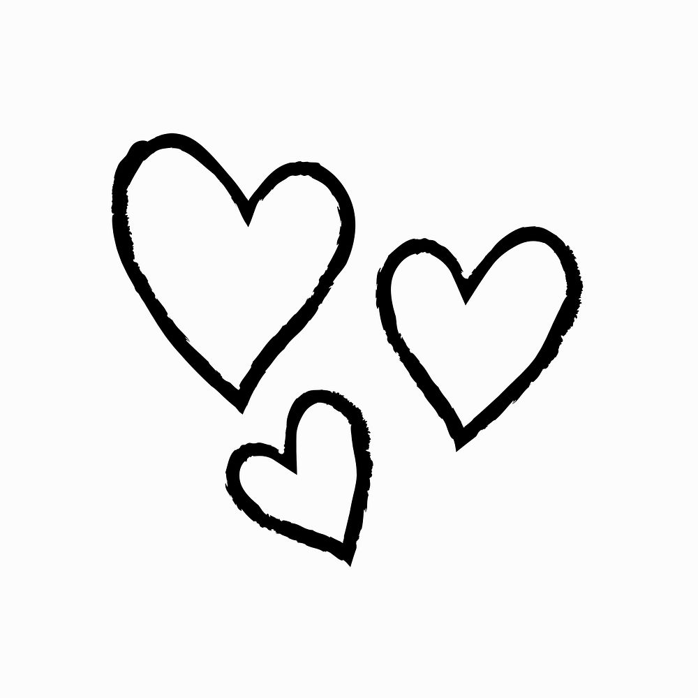 Heart psd icon, hand-drawn doodle style graphic