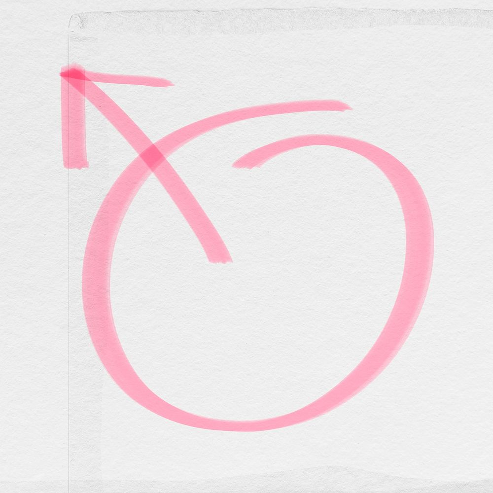 Doodle male arrow sign psd in pink tone