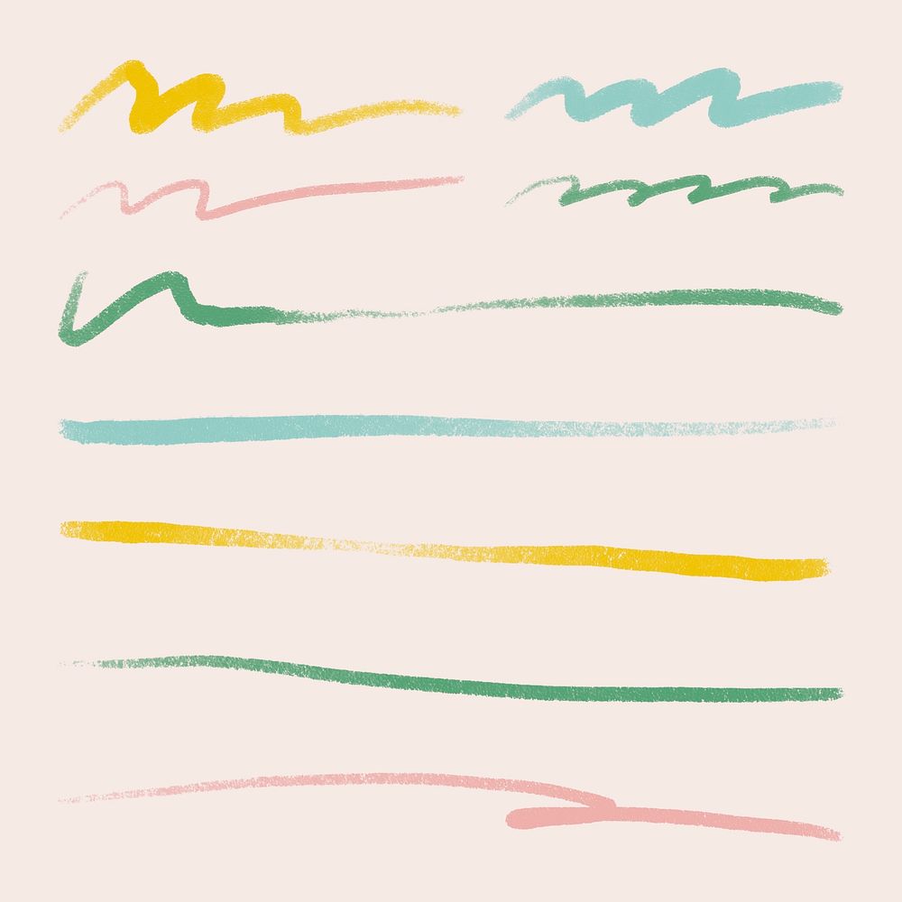 Colorful brush stroke element psd set