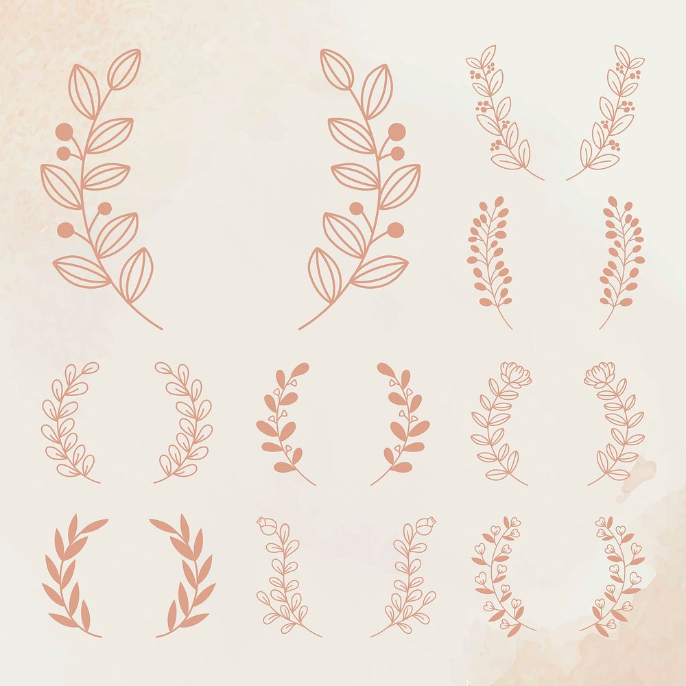 Wreath PSD rose gold floral vintage style set