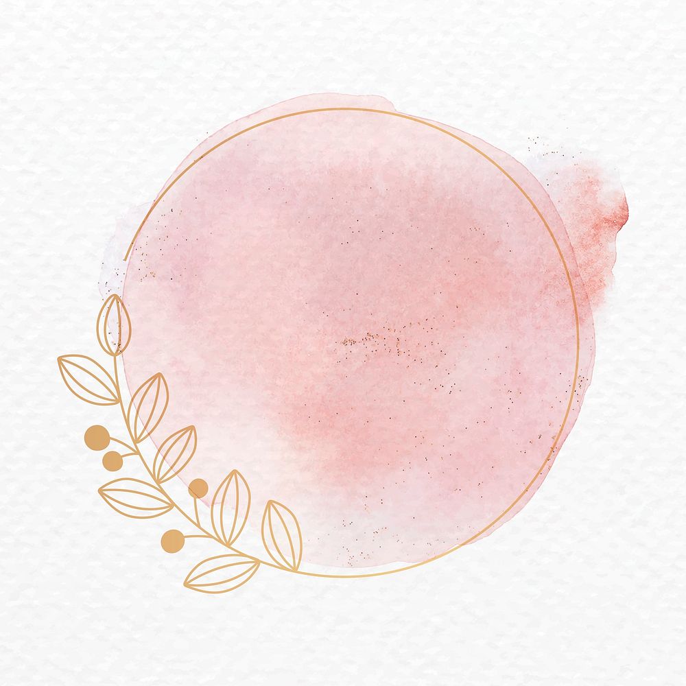 Frame vector in pink botanical ornament watercolor style