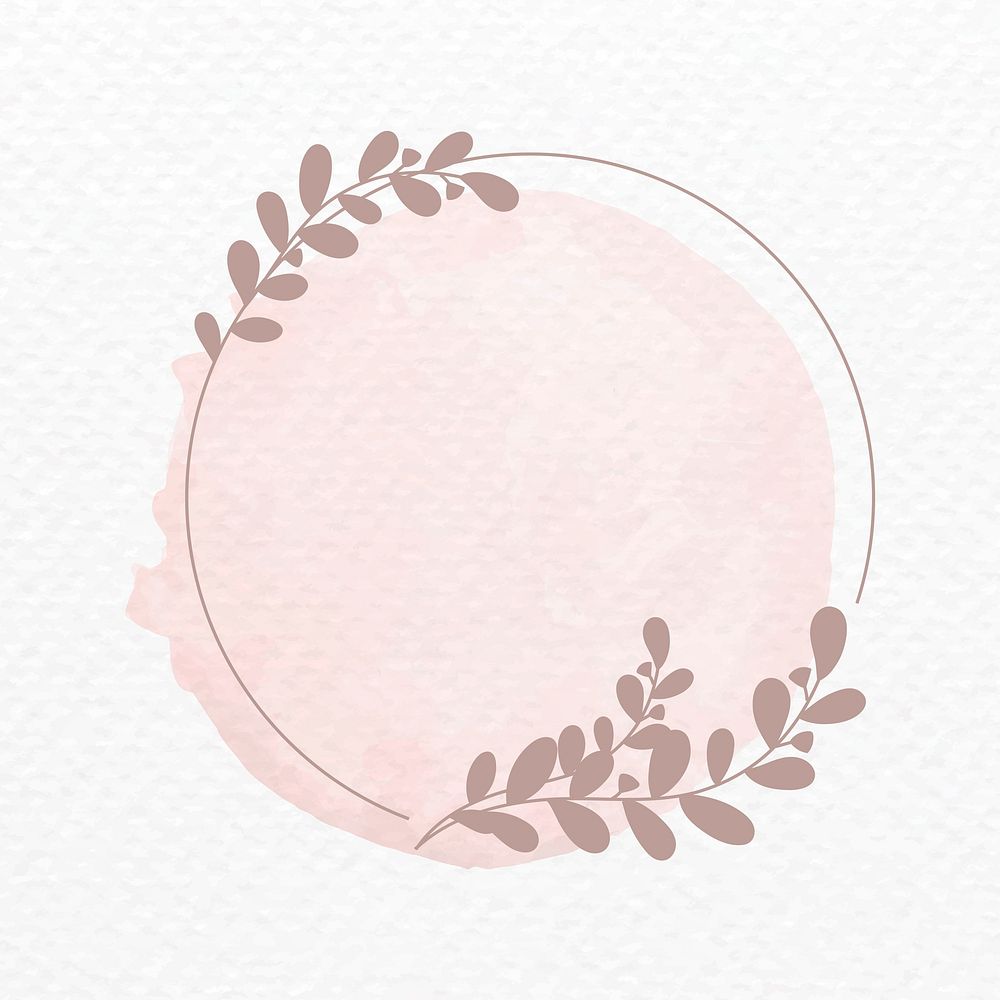 Frame vector in pink botanical ornament watercolor style