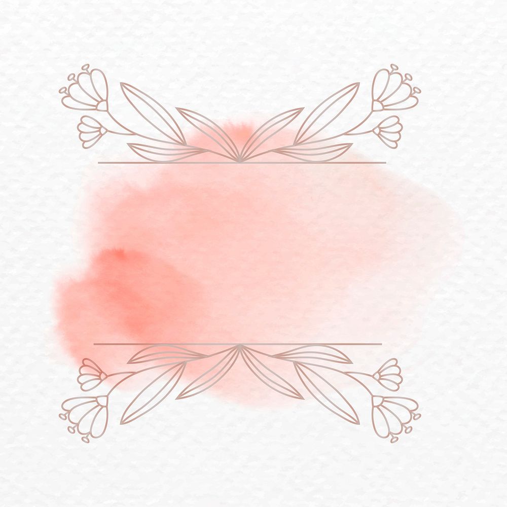 Frame vector in pink floral ornament watercolor style