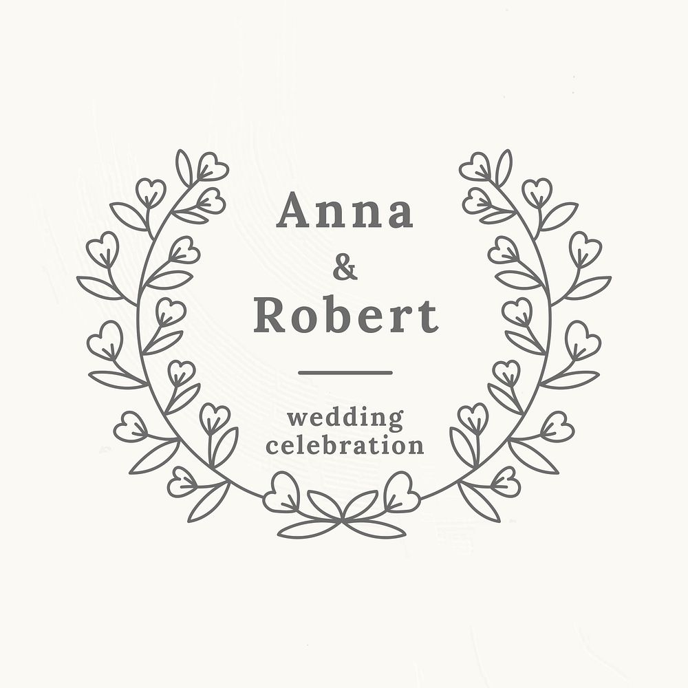 Wedding logo vector template in botanical style