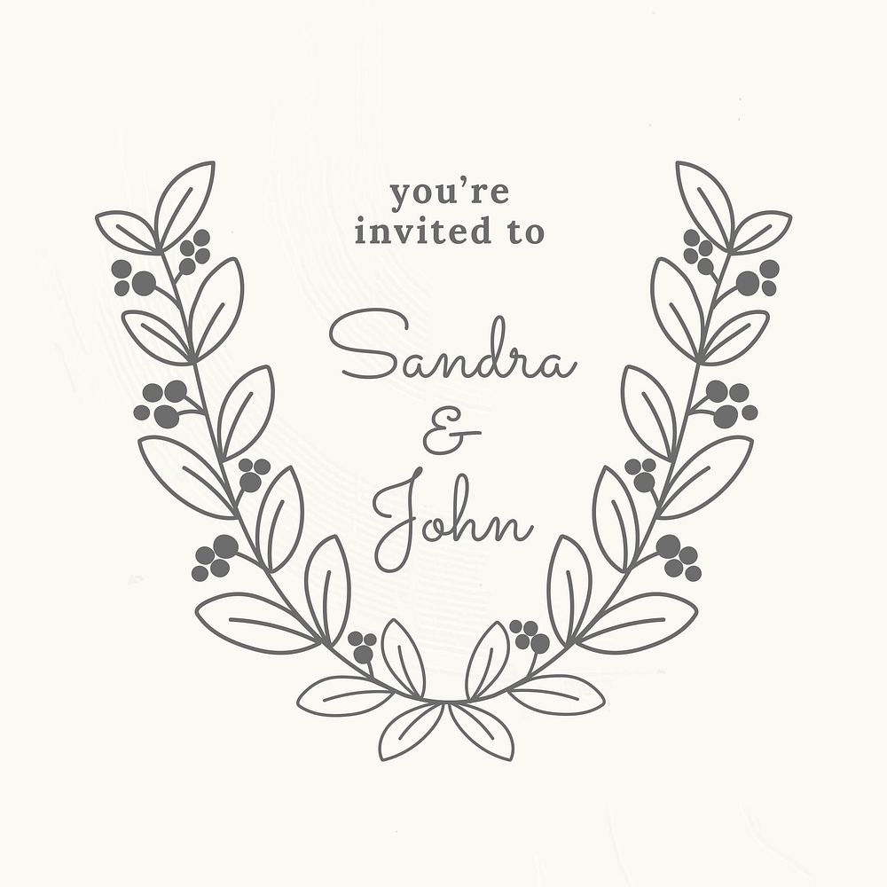 Wedding logo vector template in botanical style