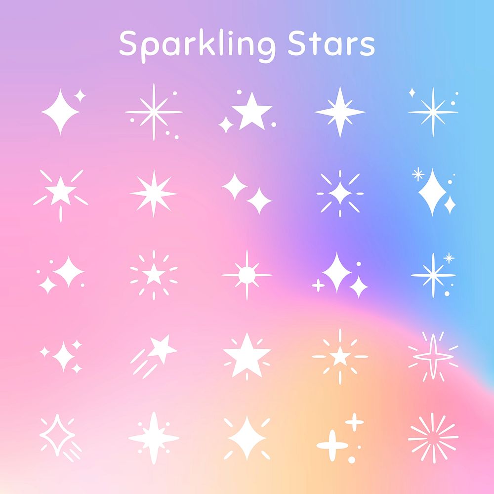 Sparkling stars vector icon set in flat style