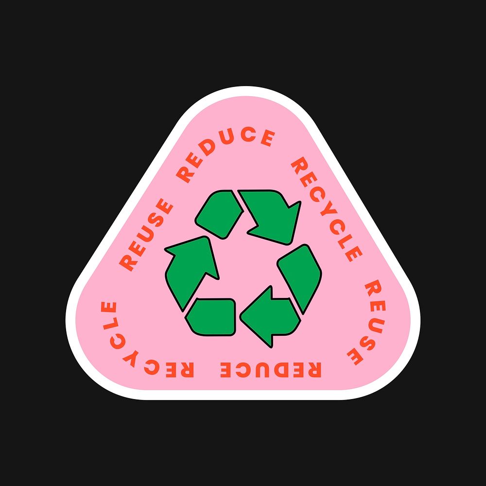 Sticker environment zero waste, psd reduce reuse recycle text