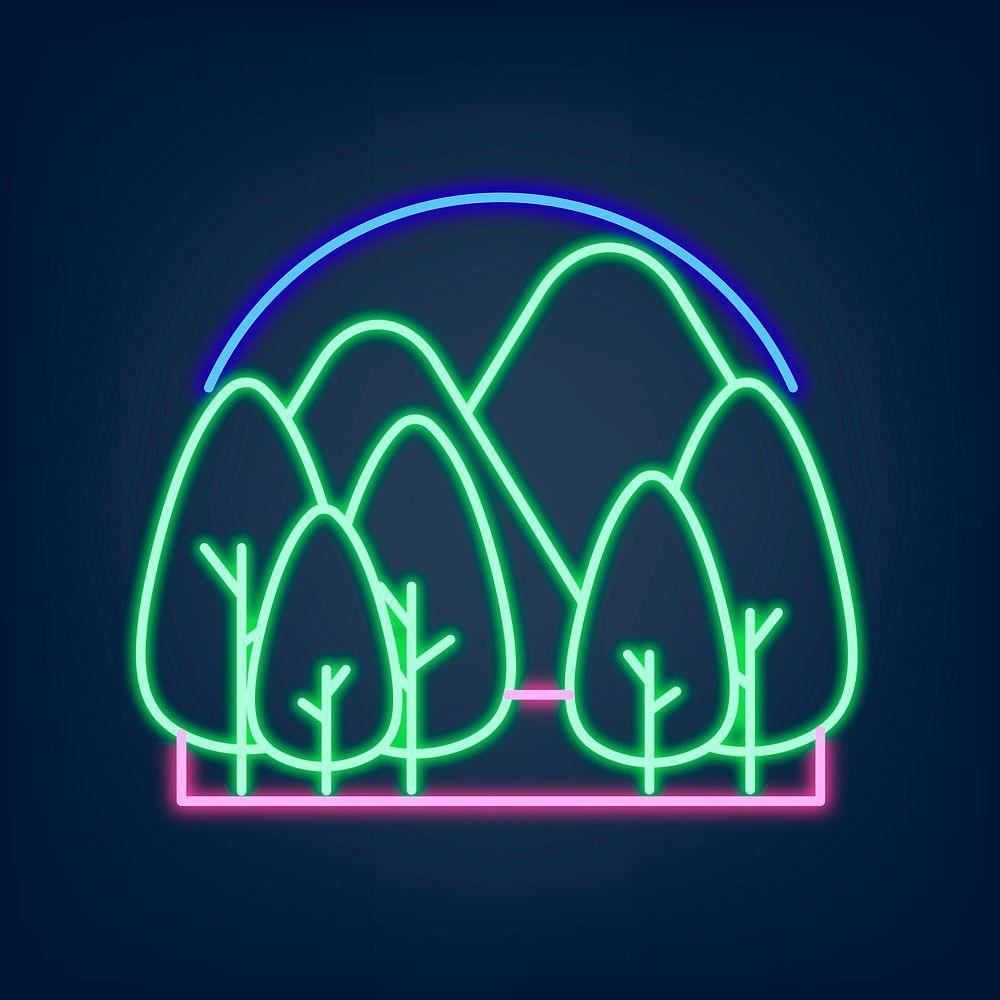 Neon sign vector forest icon illustration