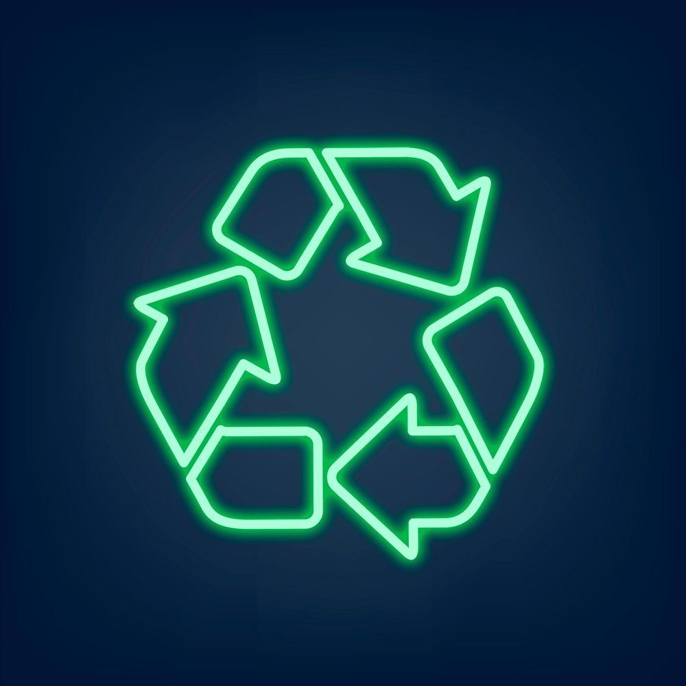 Neon sign recycle symbol illustration psd