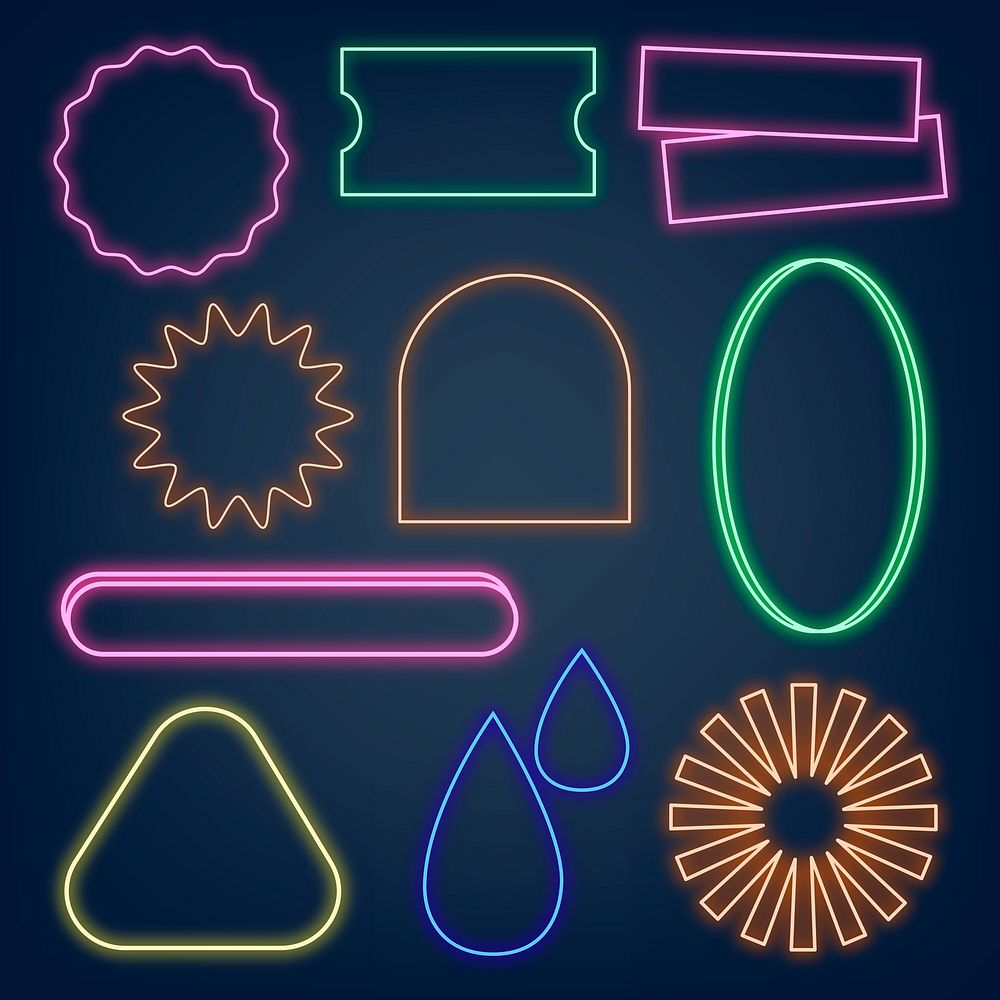 Glowing neon sign illustration vector set